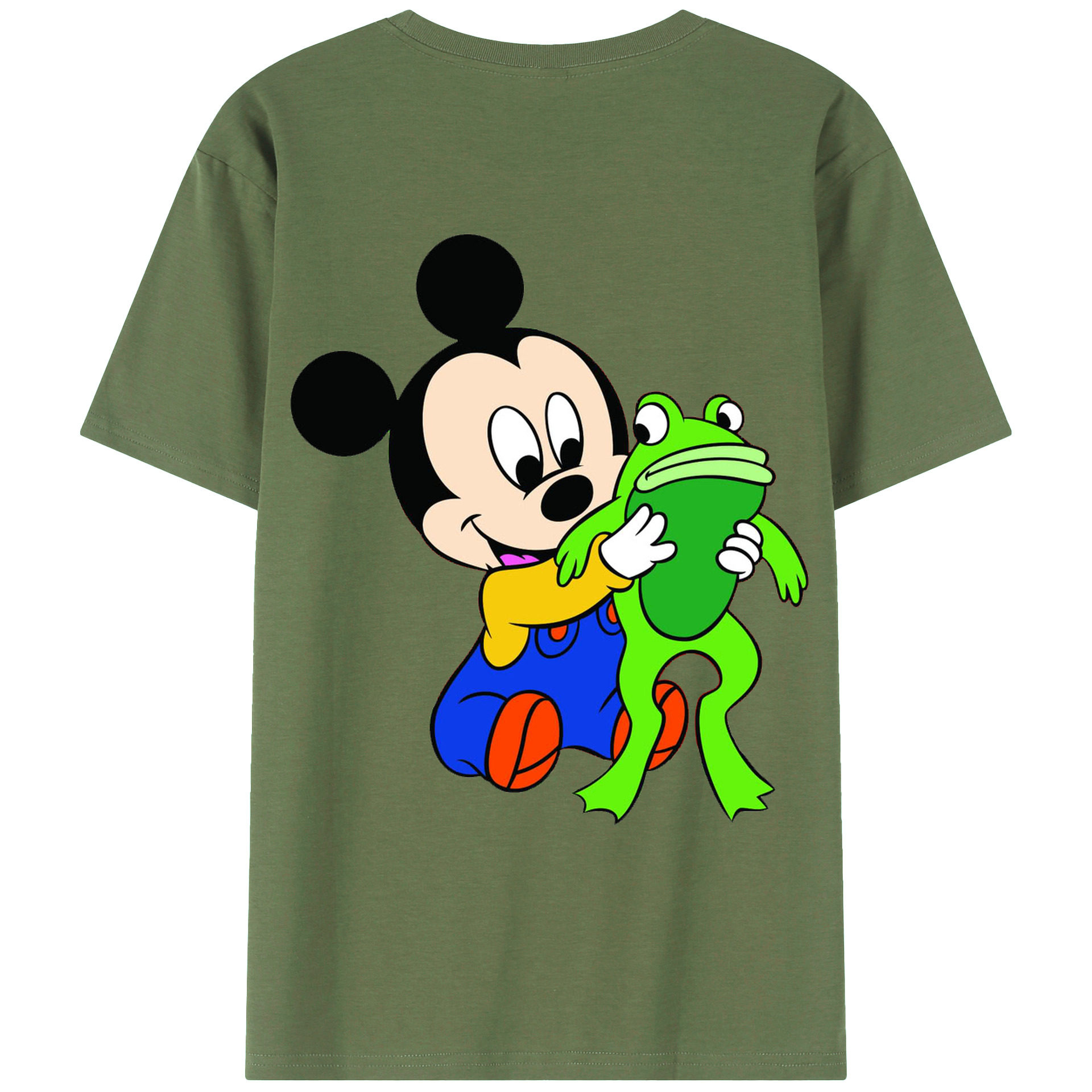 ミッキーマウス Mickey Mouse 綿100％ メンズ半袖Tシャツ（バックプリント） 通気性